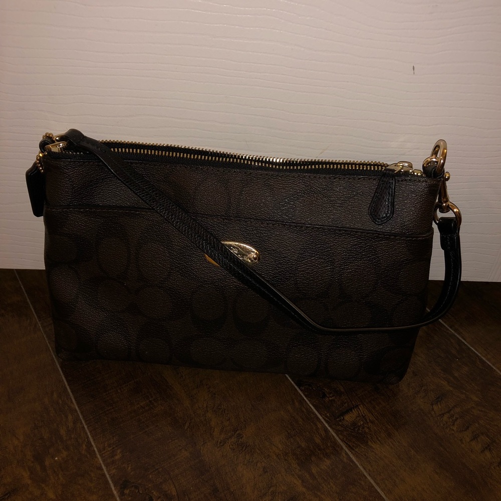 Coach small satchel handbag brown